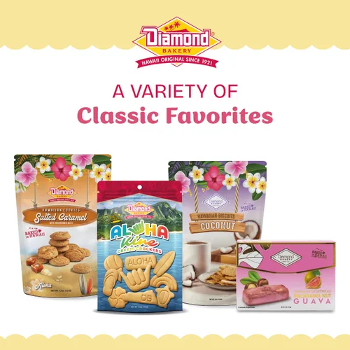 Vista 6 de Diamond Bakery Galletas hawaianas de guayaba Sweet Guava Biscuits Light & Crunchy Great with Coffee & Tea Resealable On-the-Go 4oz Bag