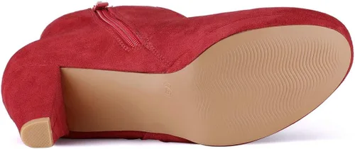 Vista 6 de Allegra K Botines de tacón grueso con cremallera lateral para mujer