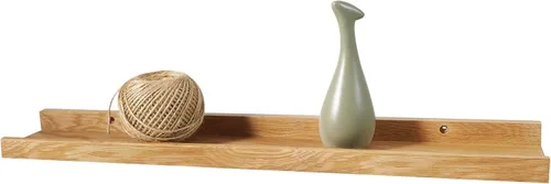 Vista 16 de Estantes flotantes montados en la pared, estantes de pared de 12 pulgadas para decoración y almacenamiento, estante de madera de roble macizo Natural