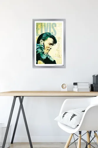 Vista 6 de Trends International Elvis Presley - Póster de pared original, 22.4 pulgadas de largo x 14.7 pulgadas, versión con marco plateado