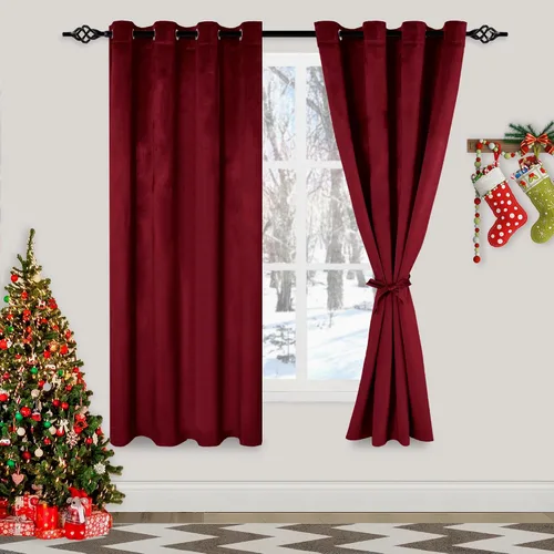 Vista 21 de XWZO Cortinas de terciopelo azul de 63 pulgadas de largo, elegantes cortinas de lujo suaves para sala de estar, aislamiento térmico, oscurecimiento