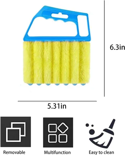 Vista 2 de 2 piezas de limpiador lavable para persianas de ventana, mini cepillo de mano para persianas de madera, persianas venecianas y plumero de aire