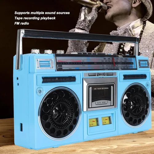 Vista 3 de Reproductor de cinta de casete portátil - Reproductor de casete retro, FM MW SW1 SW2 Radio estéreo, grabadora de reproductor de cinta de casete