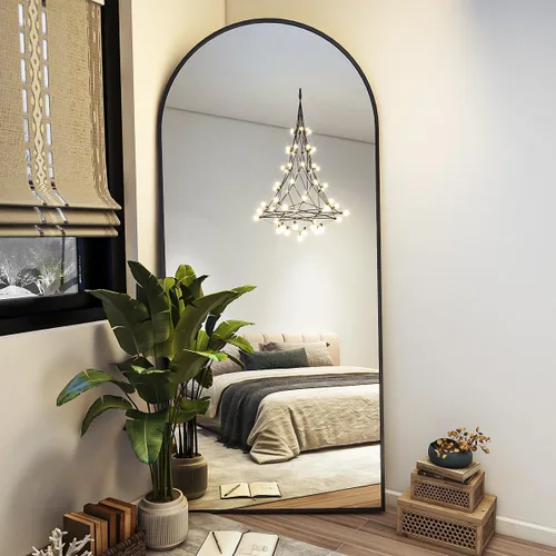 Vista 30 de BEAUTYPEAK Espejo de longitud de arco de 71 x 30 pulgadas con soporte Negro