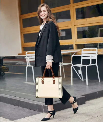 Vista 7 de BOSTANTEN Bolso de cuero para mujer, bolso bandolera con asa superior
