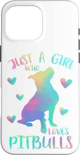 Vista 19 de Just a Girl Who Loves Pitbulls Watercolor Cute Pitbull Case for iPhone 17