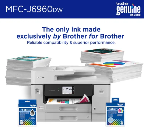 Vista 7 de Brother INKvestment 6960 Impresora inalámbrica de inyección de tinta a color todo en uno con capacidades de 11 x 17 pulgadas y pantalla táctil a