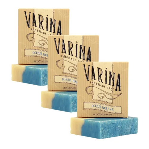 Vista 13 de Varina Jabón en barra de algodón natural limpio, limpieza suave para pieles sensibles, fresco, paquete de 3, experimenta una piel sana y brillante