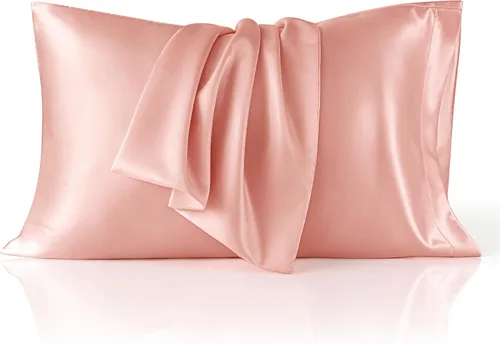 Vista 32 de Bedsure Paquete de 2 fundas de almohada de satén similares a las fundas de almohada de seda tamaño estándar, funda de almohada para mujeres que