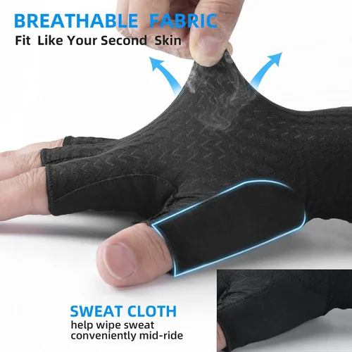 Vista 3 de ROCKBROS Guantes de ciclismo guantes de ciclismo para hombres y mujeres guantes de bicicleta de carretera MTB de medio dedo almohadilla de gel
