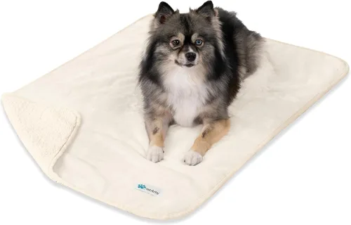 Vista 29 de PETAMI Manta impermeable de forro polar Sherpa para gatos y perros, color beige, talla S