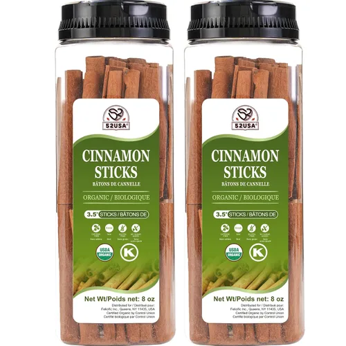 Vista 10 de 52USA - Varitas de canela orgánica, canela 8 onzas (226 g), varitas de canela enteras, 100 % crudas, certificadas por USDA y Kosher, sin gluten, sin