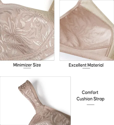 Vista 6 de ZeroBound Sujetadores minimizadores para mujer correa de cojín cómoda cobertura completa busto grande sin relleno brasier