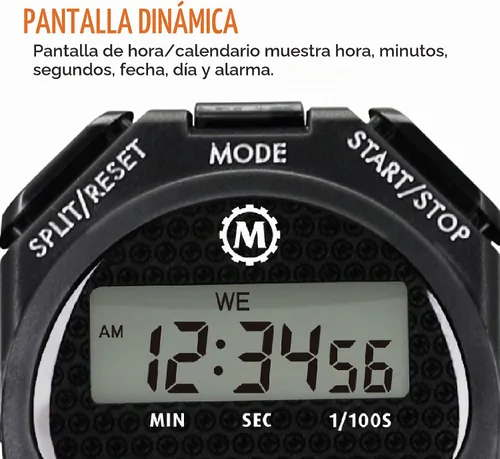 Vista 5 de Cronómetro digital MARATHON Adanac 4000 con pantalla extra grande y botones, resistente al agua., 1