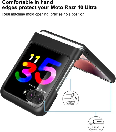 Vista 2 de Feitenn Funda para Moto Razr Plus, protector de pantalla para Moto Razr Plus, funda delgada de policarbonato duro a prueba de golpes con película