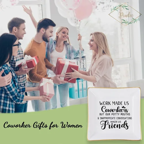 Vista 6 de Piudee Regalos para compañeros de trabajo para mujeres, plato de joyería de trabajo y amigos, regalo de agradecimiento para compañeros de trabajo