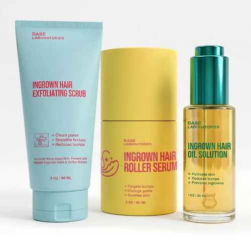 Vista 9 de BASE LABORATORIES Trío de rutina de cabello encarnado, aceite para el cabello encarnado, exfoliante corporal y rodillo encarnado, rutina de cuidado