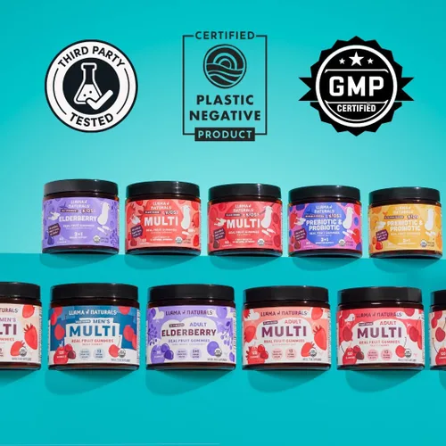 Vista 6 de Llama Naturals Probióticos para mujeres y hombres con fibra prebiótica, veganas, orgánicas, gomitas probióticas para apoyo a la salud intestinal