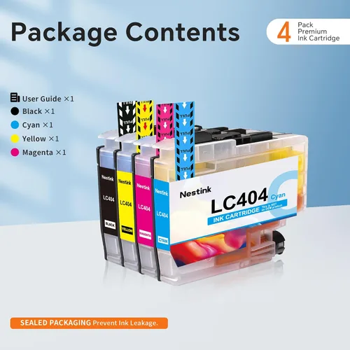 Vista 6 de LC404 Paquete de 4 cartuchos de tinta compatibles de alto rendimiento para Brother LC 404 LC-404 LC404BK para usar con MFC-J1205W MFC-J1215W