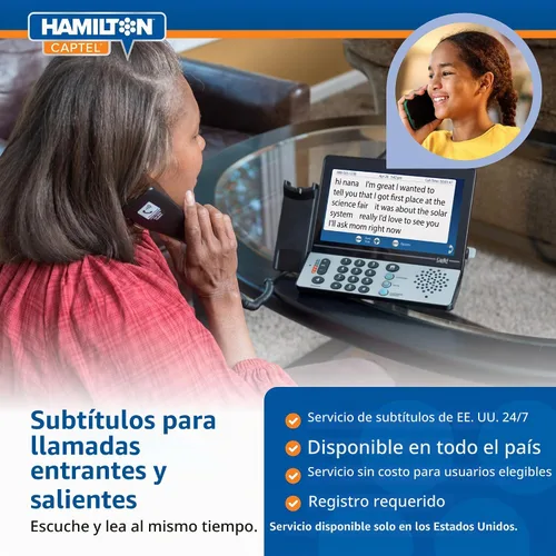 Vista 3 de Hamilton CapTel 2400iSPNBT Teléfono con subtítulos, teléfonos para personas con discapacidad auditiva, control de volumen con ganancia