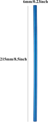 Vista 2 de Pajitas rectas de metal reutilizables azules, 100 unidades a granel (8.5 pulgadas de largo, azul-100 piezas rectas)