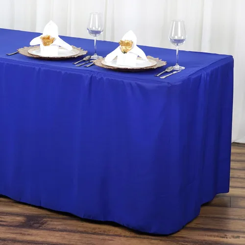 Vista 6 de BalsaCircle Mantel de poliéster ajustado negro de 6 pies para bodas, fiestas, eventos, mantelería
