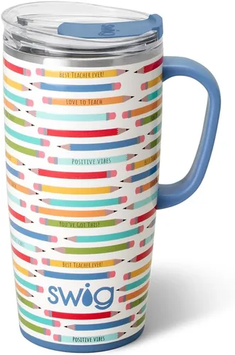 Vista 60 de Swig Life Taza de Viaje de 18 oz, Vaso Aislante con Asa y Tapa, Taza de Café de Viaje, Compatible con Portavasos, Acero Inoxidable, Vaso de 18 oz