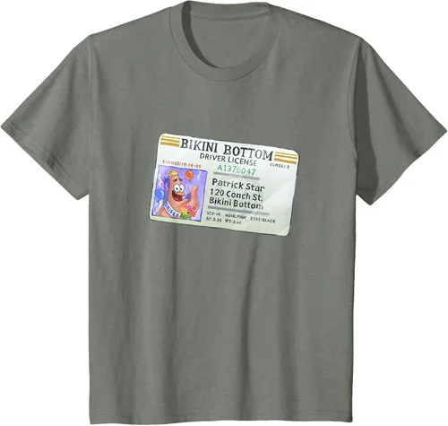 Vista 80 de SpongeBob SquarePants Camiseta con logotipo de Patrick Star Driver License King, Negro