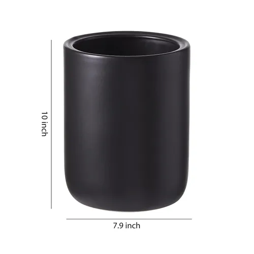 Vista 6 de Papelera decorativa de cerámica para baño (aspecto de mármol negro)