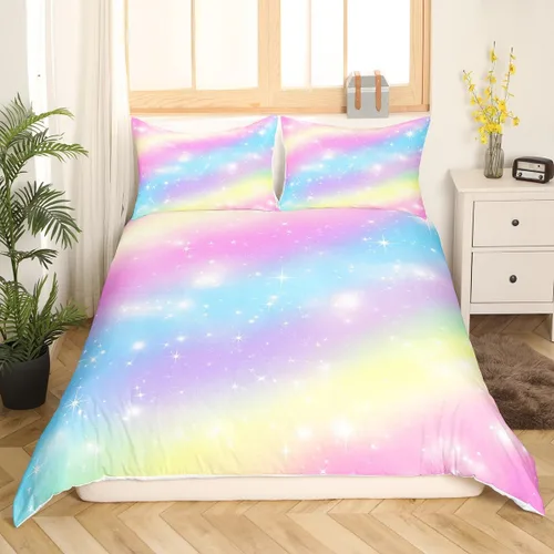 Vista 4 de Juego de ropa de cama para niños y niñas, diseño de dibujos animados, con lazos de cremallera, funda de edredón de microfibra suave