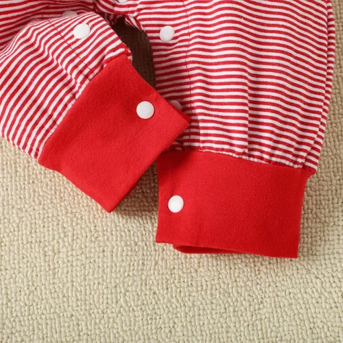 Vista 2 de TBUIALL Mameluco de Navidad de manga larga para niños y niñas, estampado de ciervos a rayas, para otoño