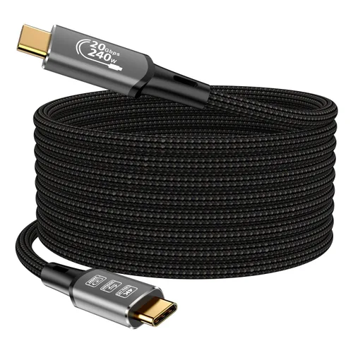 Vista 2 de Cable de extensión largo USB4 Thunderbolt 4 5M 16.5 pies 8K USB C M/M 240W carga rápida 40Gbps transferencia de datos 7680 * 4320 8K @60Hz 4K @144Hz
