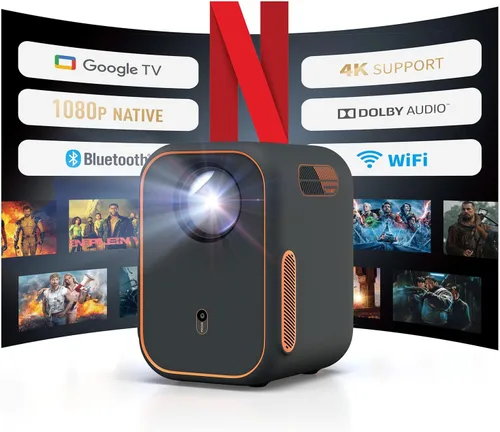 Vista 10 de Proyector inteligente Google TV, Netflix con licencia, FHD nativo Negro