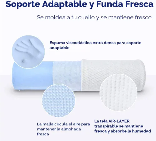 Vista 4 de C CUSHION LAB Almohada Cilíndrica para Alivio del Cuello - Espuma Viscoelástica Extra Densa Cilindro Redondo Refuerzo para Soporte Cervical