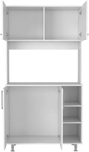 Vista 10 de Malta Kitchen - Armario de doble puerta, 4 patas, 3 estantes, color negro Wengue negro