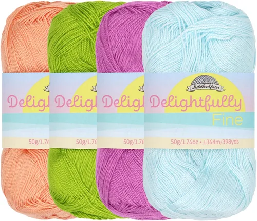 Vista 13 de JubileeYarn - Hilo deliciosamente fino, 1.76 oz/madeja de rayón de bambú y encaje, tonos de azul, 4 madejas