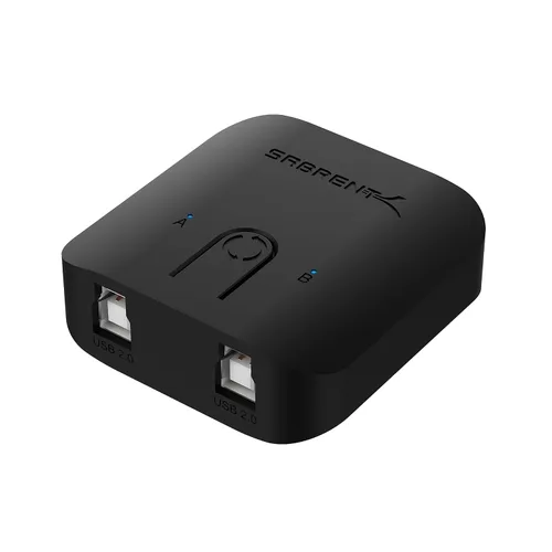 Vista 2 de SABRENT Interruptor de uso compartido USB 2.0 para múltiples computadoras y periféricos Indicadores de dispositivo LED (USB-SW20) Negro