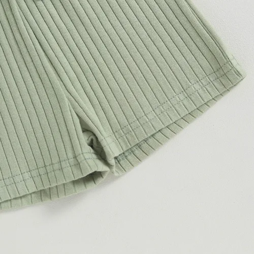 Vista 7 de TheFound Mameluco de verano para niña pequeña, ropa acanalada, overol con botones, 0-5T