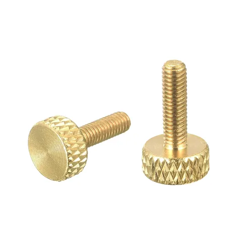 Vista 16 de uxcell 2 tornillos moleteados de latón para pulgar, M3x8mm de agarre plano, perno de sujeción para electrónicos, mecánicos