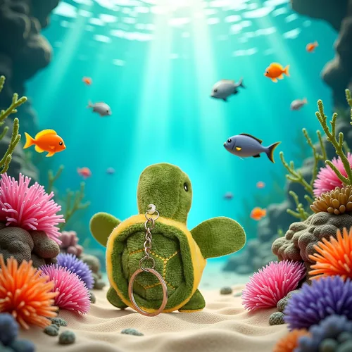 Vista 5 de BWESOO Mini tortuga verde de peluche de animal de peluche lindo tortuga marina llavero colgante de dibujos animados muñeca de peluche para regalo