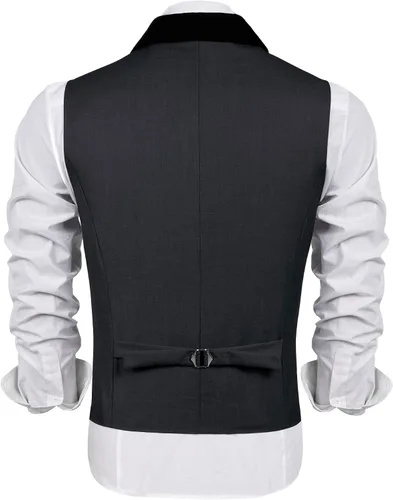 Vista 5 de COOFANDY Chaleco de traje para hombre, ajustado, formal, de negocios, casual, para boda