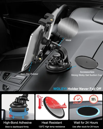 Vista 6 de Soporte de tableta resistente para coche/camión – [Ventosa superventosa] Soporte de tableta de parabrisas con adaptador de tornillo de 1/4 pulgadas