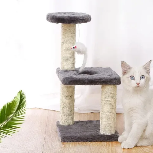 Vista 9 de Rascador de gato con marco de escalada para gatos, juguete para gato, cuerda de sisal, árbol de gato, gatito, parque infantil, muebles para mascotas