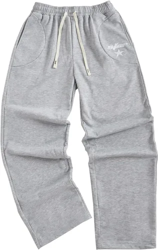 Vista 9 de SOLY HUX Pantalones deportivos holgados Y2k con cordón para hombre Gris oscuro