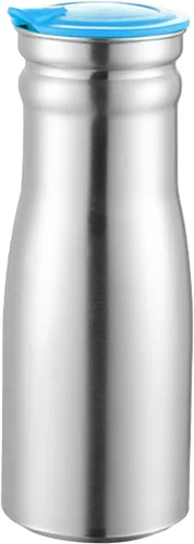 Vista 7 de Generic Hervidor de agua fría de acero inoxidable de 1 litro con tapa de polipropileno, botella aislada para té helado y bebidas frías, color azul
