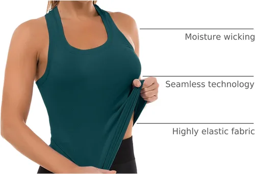 Vista 75 de MathCat Camisetas de entrenamiento para mujer, sin costuras, básicas, sin mangas, con espalda cruzada, atlética, yoga, correr, uso diario