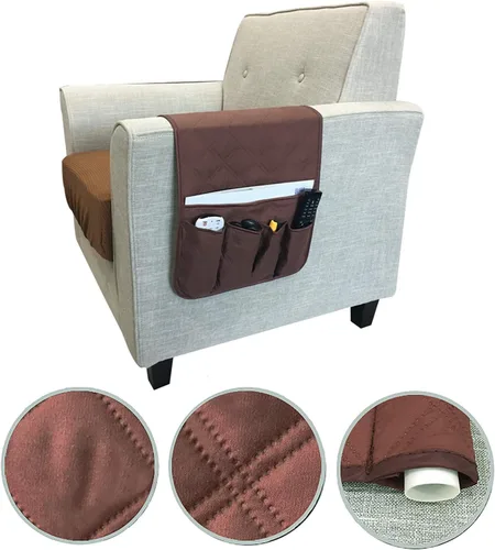 Vista 2 de Organizador de reposabrazos para sofá, bolsa de almacenamiento colgante para mesita de noche, organizador de almacenamiento reclinable, sillón