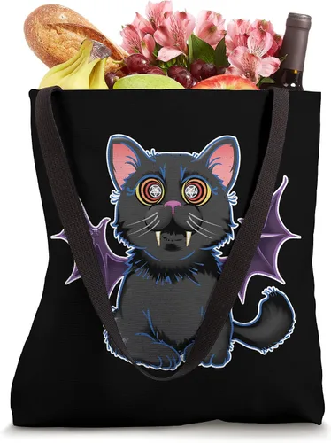 Vista 4 de Lindo ala de murciélago gato vampiro divertido Halloween pentagrama DOTD bolsa de mano