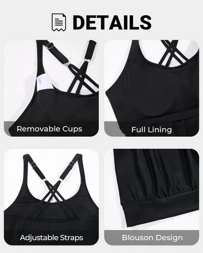 Vista 6 de Yonique Tops tankini modestos para mujer, ajuste holgado, sin parte inferior