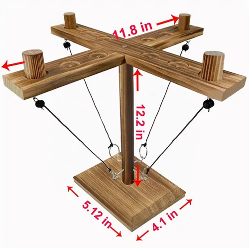Vista 2 de Hook Toss Game, Ring Toss Game, Handmade Wooden Ladder, Throwing Hook and Ring Battle Game for Family